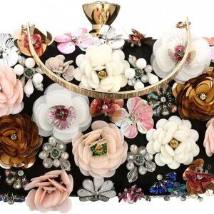 PU Leather Purses and Handbags for Women Floral Beaded Clutch Purse for Wedding